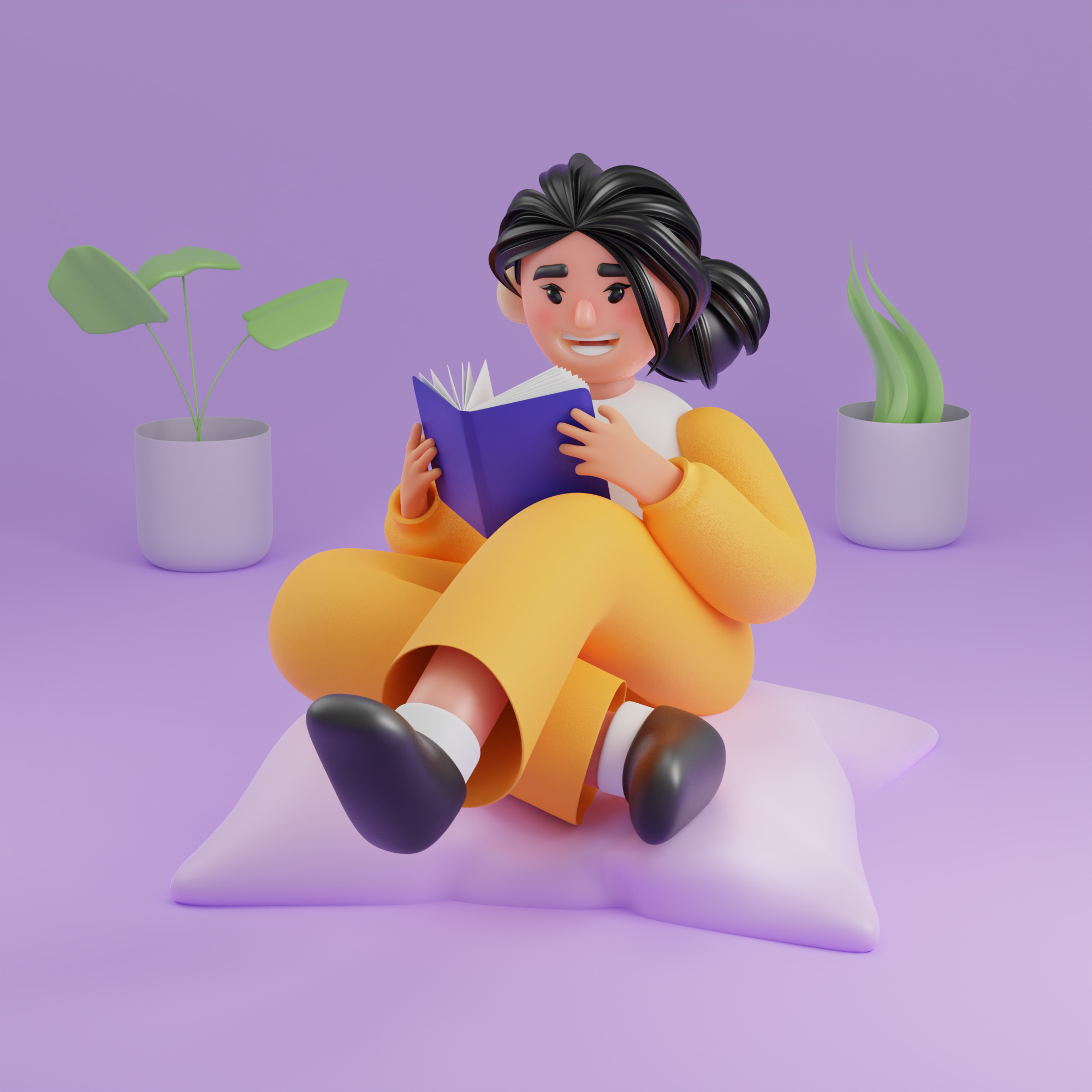 Bookish Bliss 3d 3d character 3d girl artofreading book bookishvibes bookworm character design reading vera dementchouk