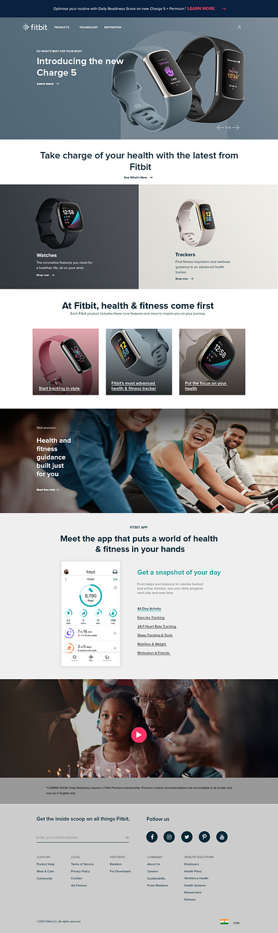 Fitbit Landing Page branding design freelancer graphic design illustration logo typography ui ux vector web website