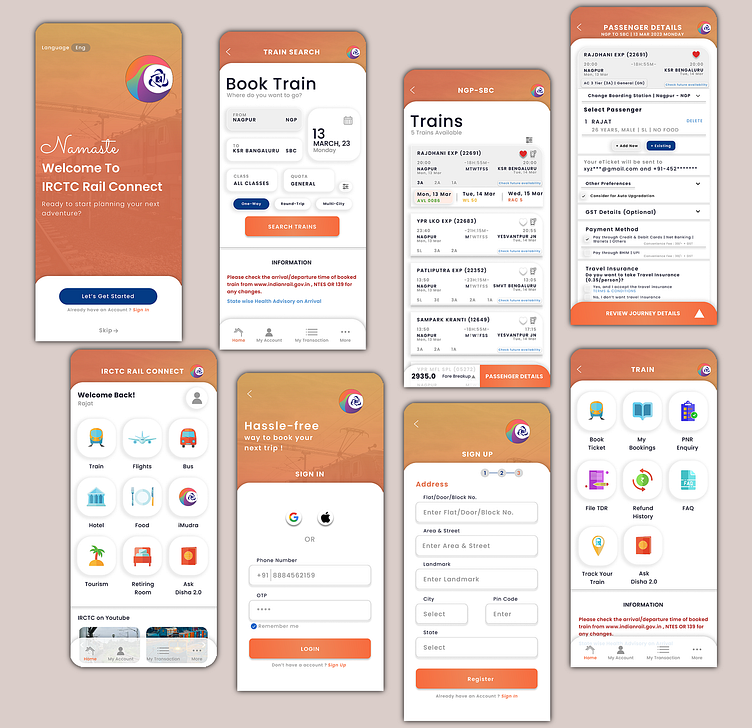 IRCTC Booking mobile app redesign UI/UX by RAJAT VIJAY PAKHALE on Dribbble