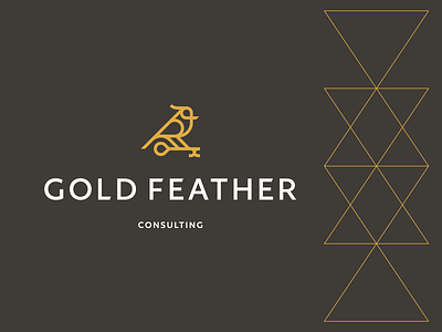 GOLD FEATHER bird branding consult consulting gold identity key logo mark modern pattern symbol