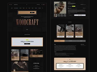 Woodcraft - Landing page clean company website daily ui darkmode darktheme detail page homepage landing page product design texture ui ux web design woodcraft