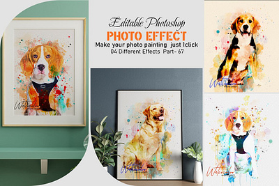 Editable Dog Watercolor Photo Effect abstract art design dog drawing editable effect illustration logo mrikhokon photo photo effect photoshop photoshop action watercolor