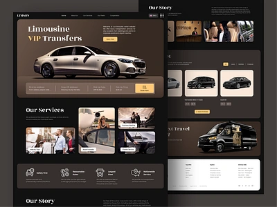 Limousine Service - Website Design Homepage auto automobile booking car chauffer events home page limousine limousine service rental app rental car vehicles web web design website