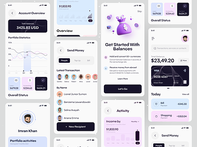 Fintech App UI 3d account analytics app chart data design financial app finincial fintech fintech apps graph ios app mobile money ofspace receive send statistics transfer