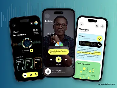 AI job interview preparation- IOS Mobile App ai branding clean dark mode dashboard design gradient illustration interview ios ios 14 job preparation logo minimal mobile app portal product design typography ui ux