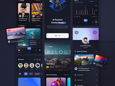 Vlippr - Video Sharing Platform app chat clean design film live live application media mobile netflix network platform play social streaming twitch ui ux video youtube