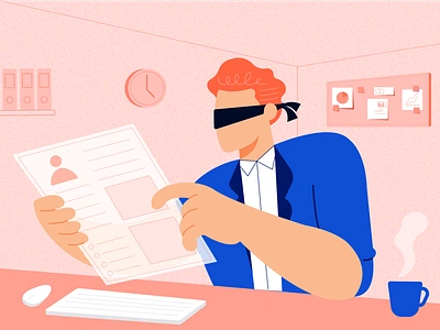 Blind Hiring illustration blind hiring chennai designer freshteam freshworks gunaux hiring hr software hrms illustration office illustration resume screening