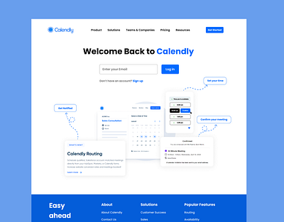 Calendly Login Page Redesign calender calendly design illustration landing page login page schedule ui user interface ux webpage
