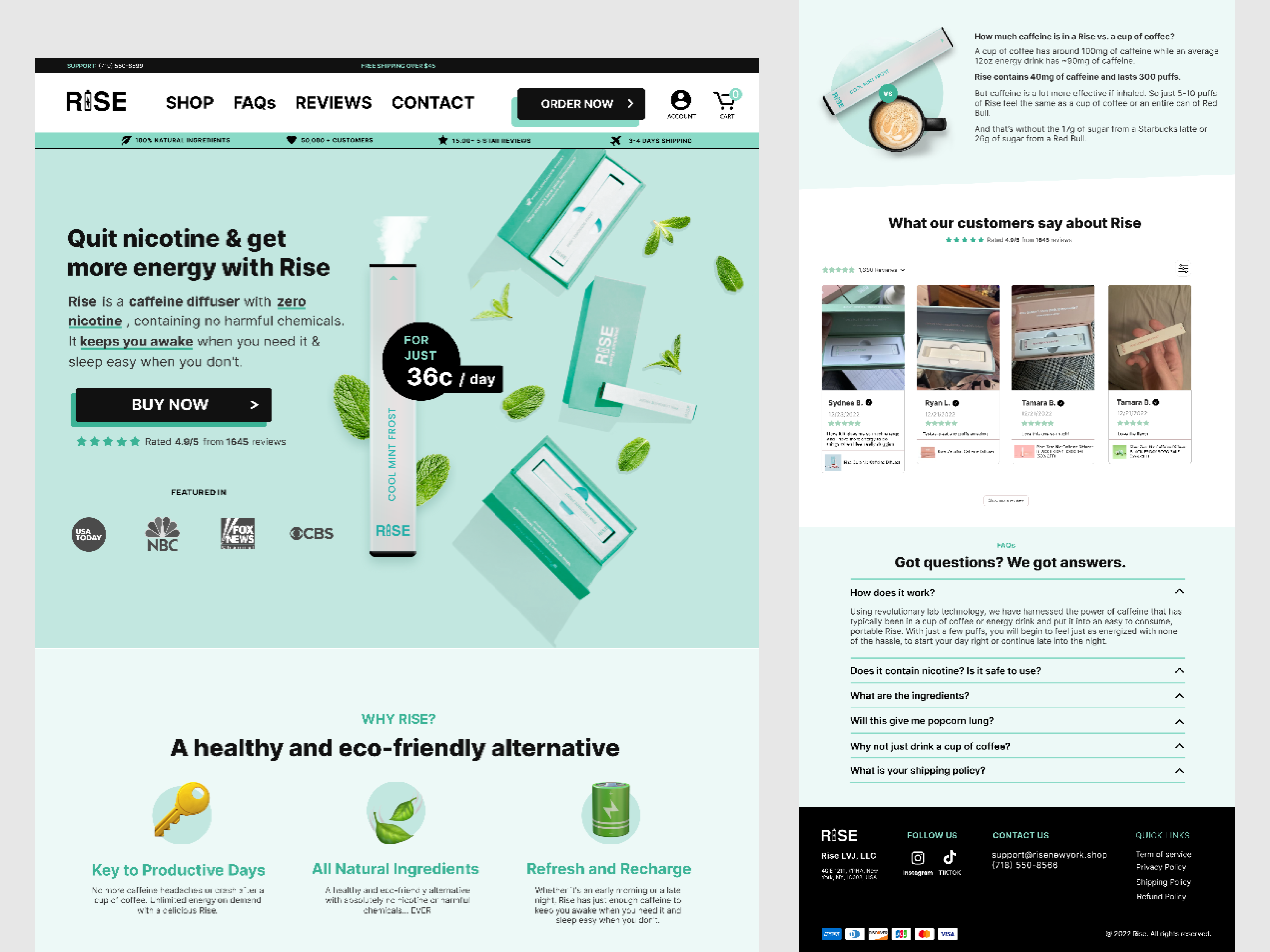 Rise New York landing page UI layout design with Figma. branding design figma graphic design illustration landing page landing page ui logo nicotine website rise new york ui ui design uiux uiux design user experience user experience design user interface design ux vector website ui