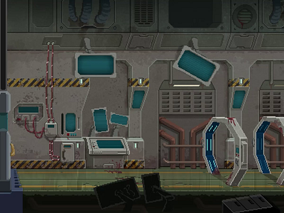 The Spaceship has Fallen animation aseprite concept art game game background illustration pixel art pixelart spaceship zombie