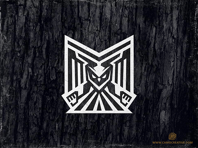 Owl camocreative forest hunter icon logo night owl pattern sky stripe wings wood