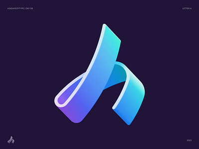 Letter H. 36 Days of Type. Day 08 36 days of type blockchain branding dna for sale gradient health helix icon identity lettering logo medical medtech molecule unused