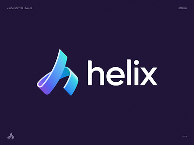 H for Helix. 36 Days of Type. Day 08 36 days of type blockchain branding dna for sale gradient health icon identity letter h lettering logo medical medtech molecule monitoring spiral test typography unused