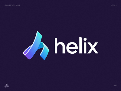 H for Helix. 36 Days of Type. Day 08 36 days of type blockchain branding dna for sale gradient health icon identity letter h lettering logo medical medtech molecule monitoring spiral test typography unused