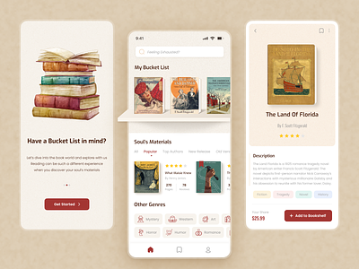 Bucket List Book App app design app ui audio book book reading book store books bookshelf bookshop design dribbble2022 e book e library library mobile app mobile app ui novel online book online book read product design reading