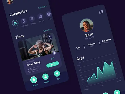 Fitness app (Fitfam) android app design application clean dark dark mode fitness green ios minimal mobile responsive design ui user interface