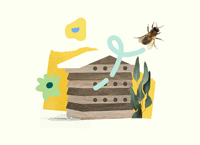 Sustainability at Envato b corp beehive bees collage food scraps illustration paper recycle recycled sustainability texture trash
