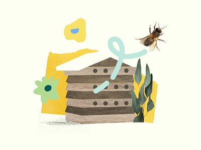 Sustainability at Envato b corp beehive bees collage food scraps illustration paper recycle recycled sustainability texture trash