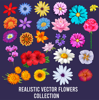 Realistic Vector Flowers Bundle