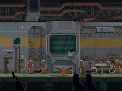 The Spaceship has Fallen - 3 animation aseprite concept art game game background illustration pixel art pixelart spaceship zombie