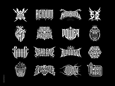 Logo collection 2022-23 black metal branding cyberpunck dark metal gothic lettering logo logo collection logotype music logo samurai skull tattoo logo tattooo typography