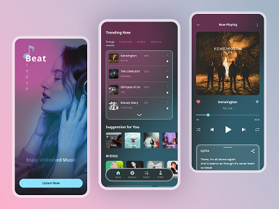 BeatBreeze - Music Streaming Service app appdesign application design music online songs stream streaming ui uidesign uiux ux
