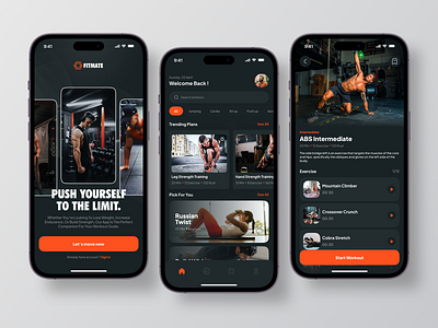 FITMATE - Workout Mobile App dark theme gym mobile app tracking app ui workout workout app
