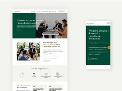 Real estate webdesign - Promotéa advice contact corporate design figma green help landing luxury pictures real estate sticky ui ux webdesign wordpress