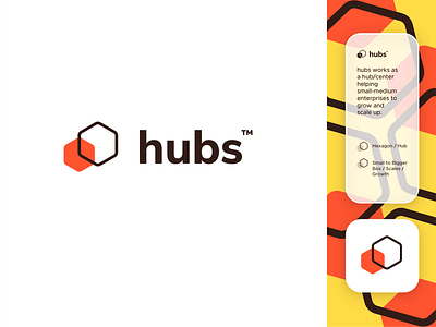 hubs logo concept alternative bigger brand brand identity branding enterprise exploration grow hexa hexagon hub logo logocollection medium network pictorial scale up scales small startups symbol