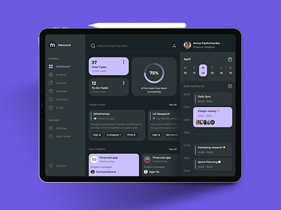 📋 Get more done with Memorit - Task Manager App app concept dashboard interface ipad product design ui