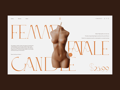 Concept for a candle candle concept design elegant figma first page handmade natural nude product sale typography ui web web design woman