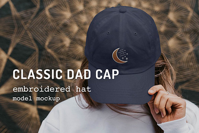 Dad Hat w/ Embroidered Patch Mockup branding cap design graphic design hat design hat mockup illustration