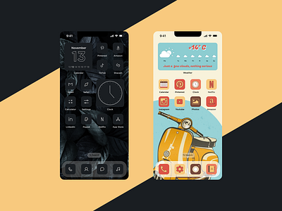 iOS concept home screens design figma icons illustration ui ux