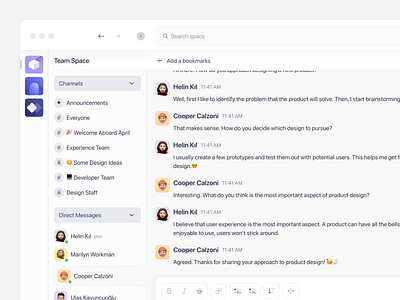 Team Chat app chat dashboard design discord jira light sidebar slack typography ui ux vector