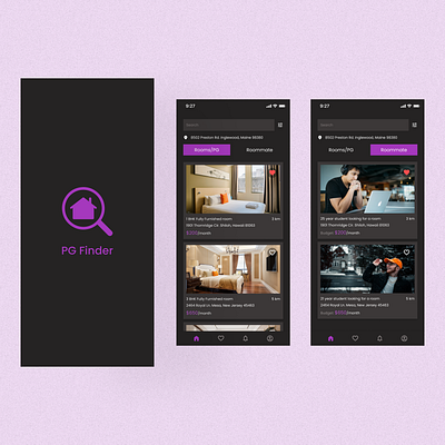 PG Finder Application app app development app design appdesign mobileappdesign branding design graphic design illustration logo ui ux