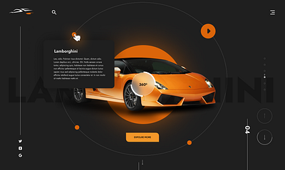 Car concept page (Lamborghini) animation design ui