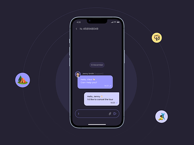 Сhat animation for canceling a booking in a mobile app animation app app design booking cancellation chat chat app conversation design digital ios app message messaging app messenger support chat talk tours travel ui ux