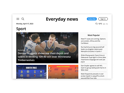 DailyUI #094 News daily ui dailyui design news newspaper sport ui