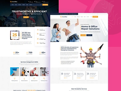 Smartman - Handyman Renovation Services Web Design builder business carpenter clean design cleaning concept construction design electrician industry logo minimal modern photoshop portfolio typography ui vector web website