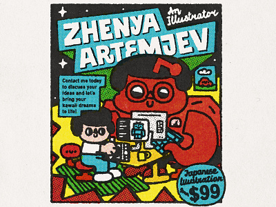 Zhenya Artemjev Poster 2d branding cartoon comics comix cute design doodle fun graphic design hello kitty illustration japanese kawaii lettering popart poster typography