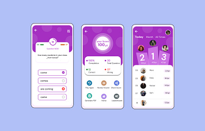 Quiz App UI Design by Rumi Aktar on Dribbble