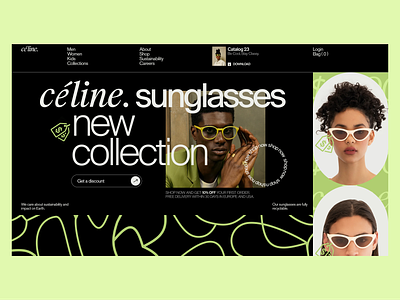 Celine - Online Store Website brand cart clean design ecommerce fashion home page landing page looks minimal online store order saas shopping style sunglasses store ui ux web web page webdesign