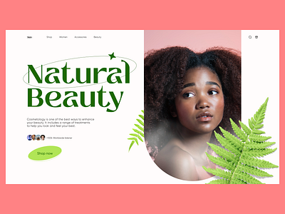Concept for cosmetology 2023 beauty branding cosmetology design fern figma green illustration natural photoshop pink typography ui ux vector