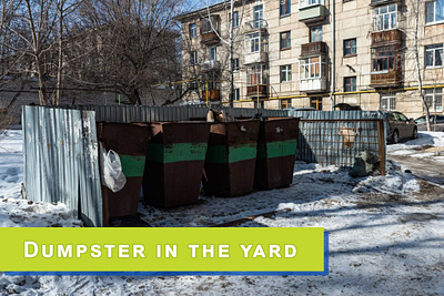 Dumpster in the yard graphic design photoshop