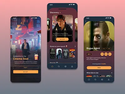 Cinema seat reservation app app design ui ux