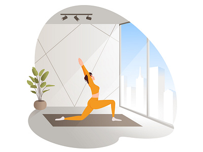 Yoga home 2d 2d art background cartoon digital illustration dribbble home yoga illustration landscape sity sport vector yoga