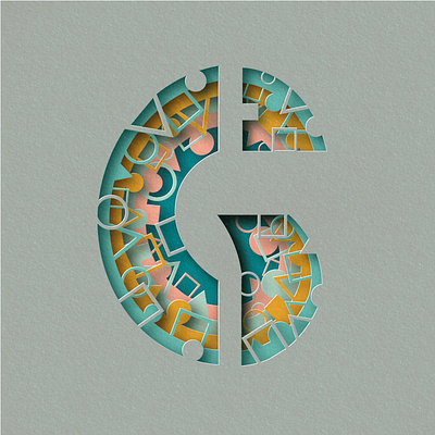 G for Geometric 36 days of type design geometric shapes hand lettering illustration letter g monogram paper cut procreate relief