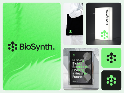 BioSynth™ arrow bio biology biotech biotechnology brand branding design dna dots green icon logo logodesign medical minimal science smart logo tech