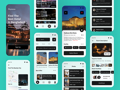 Renessa Hotel App UI design using Figma. app ui figma hotel app hotel app ui ui uiux design