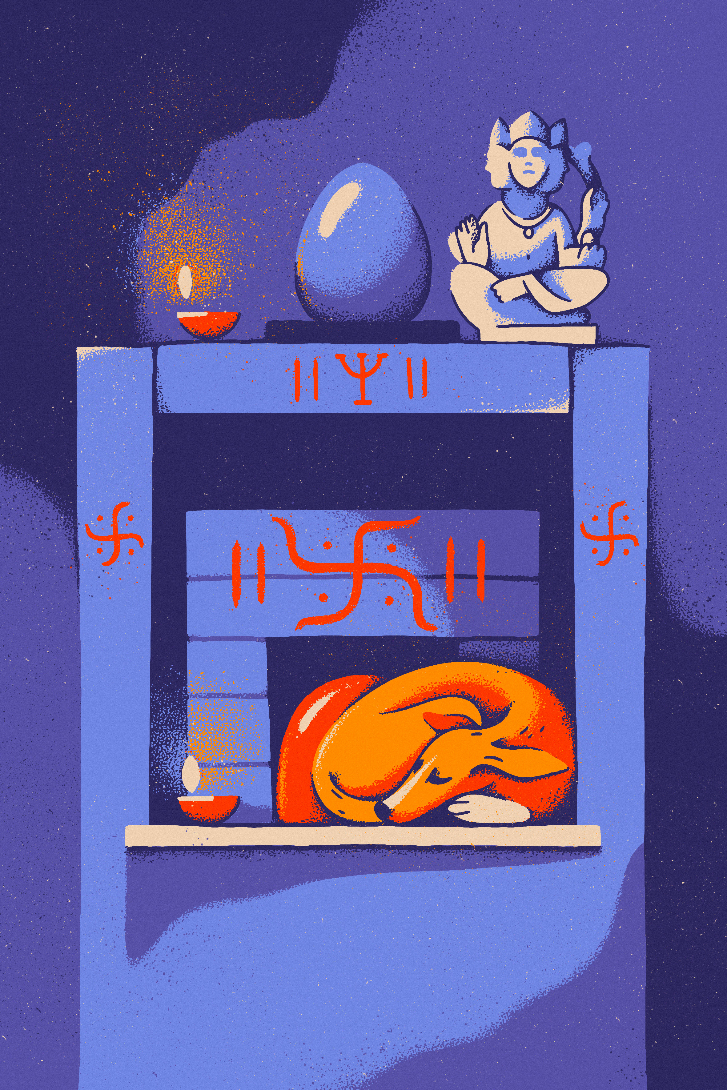 Doggy's shrine candle cozy diwali diya dog ganesha hindu hinduism hippie illustration india mistic procreate puppy pushkar religion shrine spiritual swastika temple